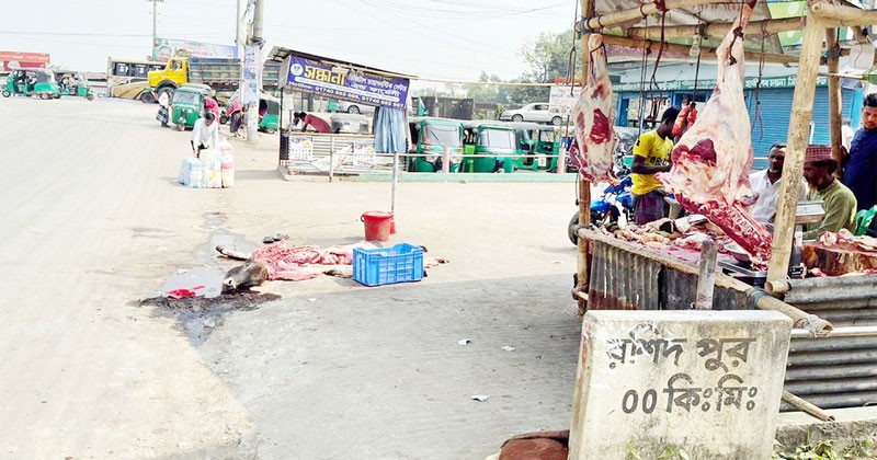 মহাসড়কের ওপর কসাইখানা 