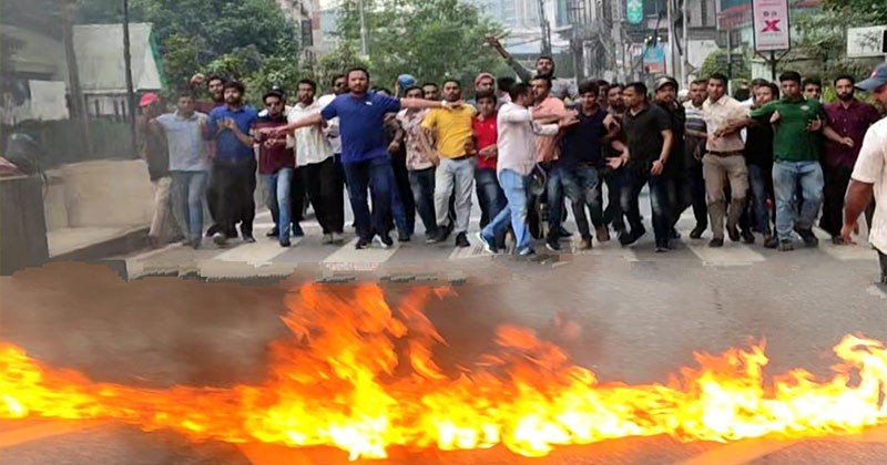 বিএনপি নেতা শ্রাবণের নেতৃত্বে তেজগাঁওয়ে বিক্ষোভ মিছিল-সড়ক অবরোধ 