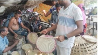 কালিগঞ্জে গরমে বেড়েছে তাল পাতার পাখার কদর
